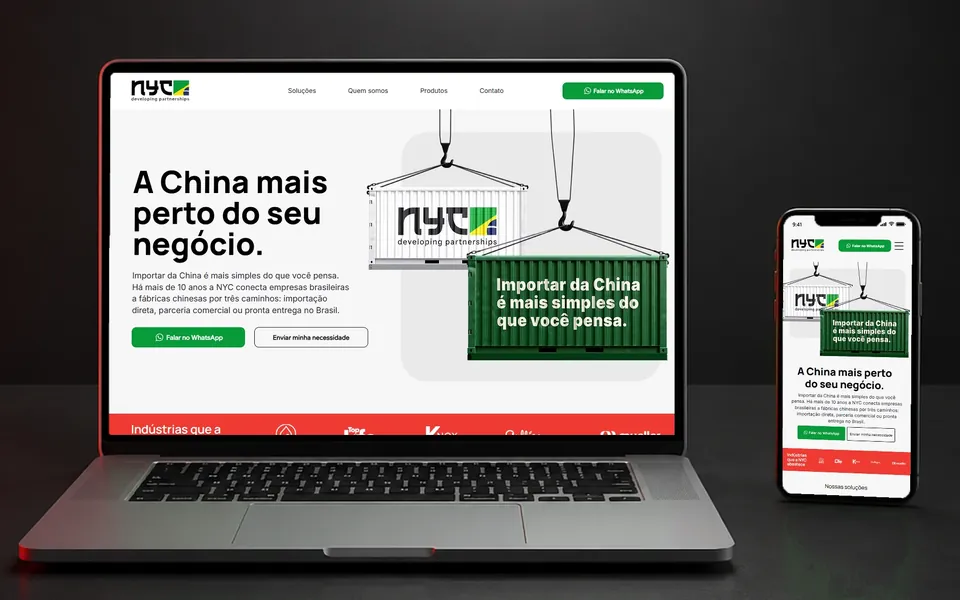 Site da NYC do Brasil aberto no notebook e no celular